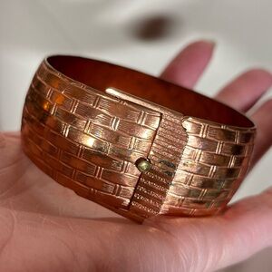 Antique Victorian revival Art Deco Copper Wide Buckle Bracelet Fairycore